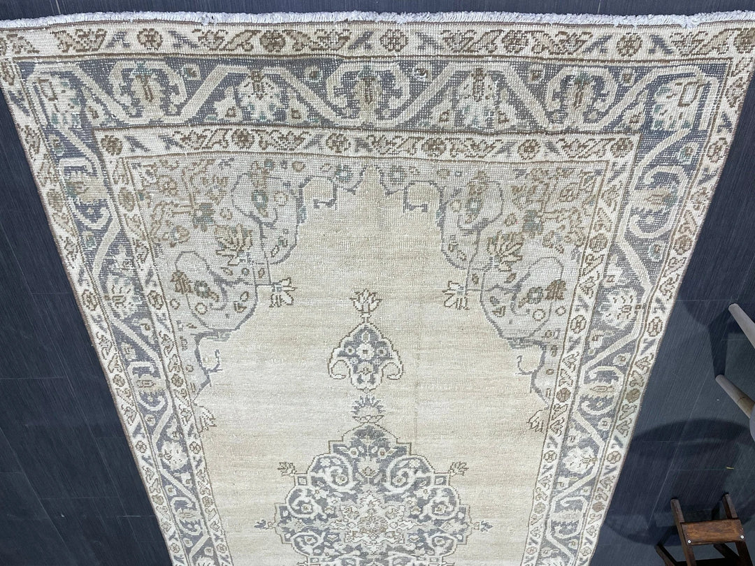 Blue Turkish Oushak Rug 4' 9" x 10' Hand-Knotted | No. WR84203