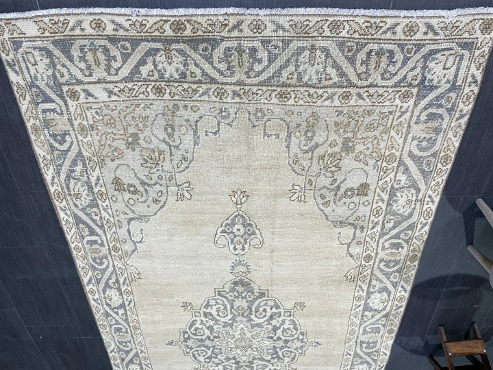 Blue Turkish Oushak Rug 4' 9" x 10' Hand-Knotted | No. WR84203