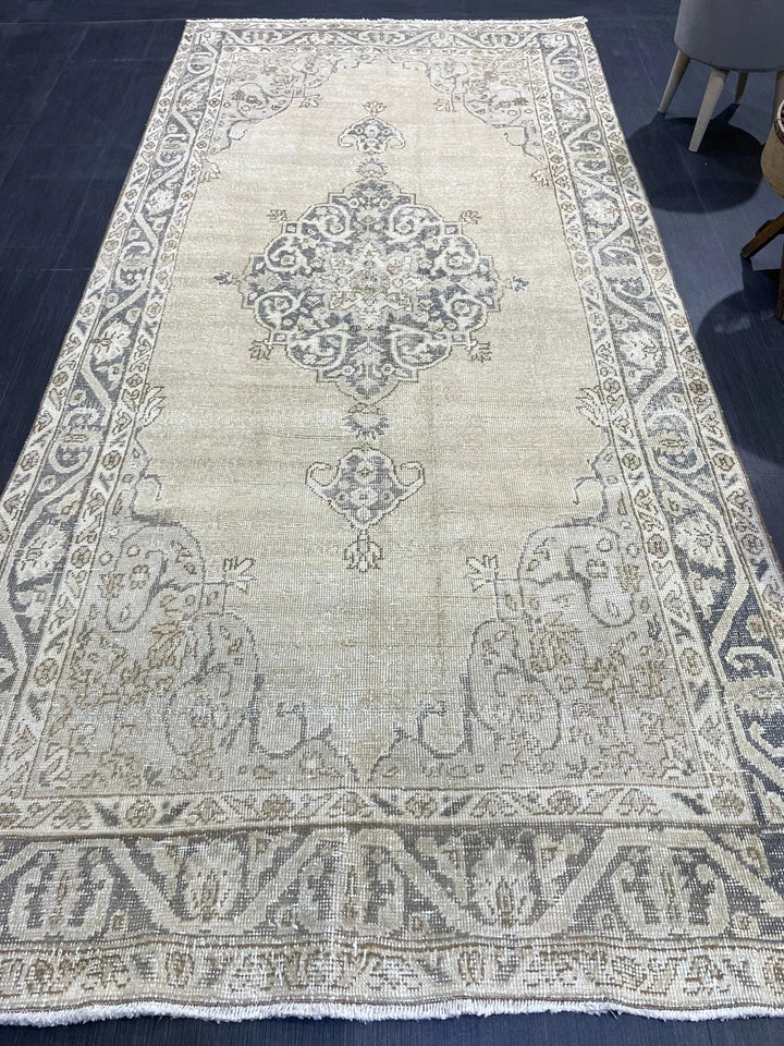 Blue Turkish Oushak Rug 4' 9" x 10' Hand-Knotted | No. WR84203