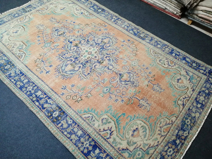 Beige Turkish Runner Rug 6' 2" x 9' 8" Hand-Knotted | No. WR84570