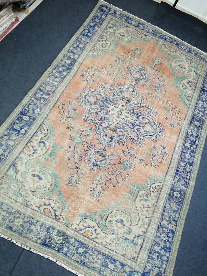 Beige Turkish Runner Rug 6' 2" x 9' 8" Hand-Knotted | No. WR84570