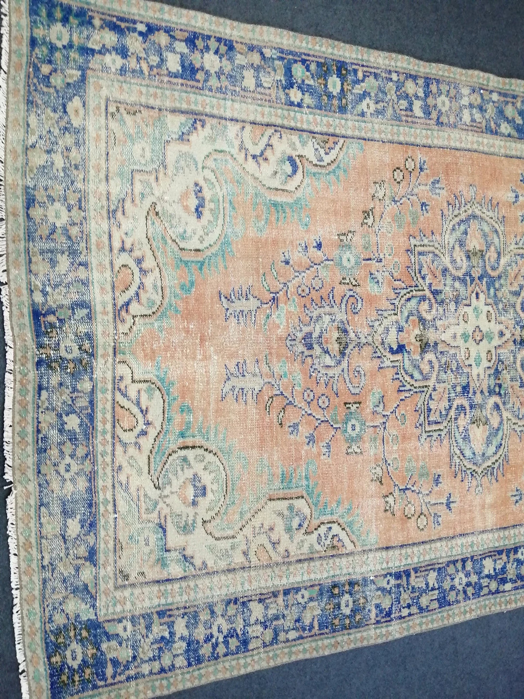 Beige Turkish Runner Rug 6' 2" x 9' 8" Hand-Knotted | No. WR84570