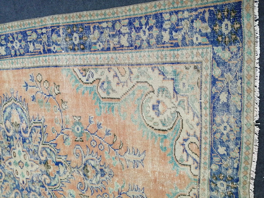 Beige Turkish Runner Rug 6' 2" x 9' 8" Hand-Knotted | No. WR84570