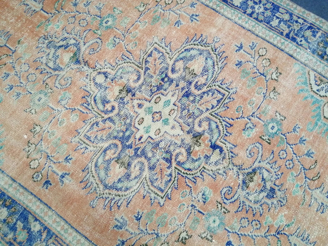 Beige Turkish Runner Rug 6' 2" x 9' 8" Hand-Knotted | No. WR84570