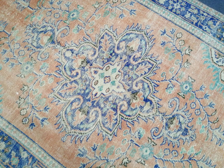Beige Turkish Runner Rug 6' 2" x 9' 8" Hand-Knotted | No. WR84570