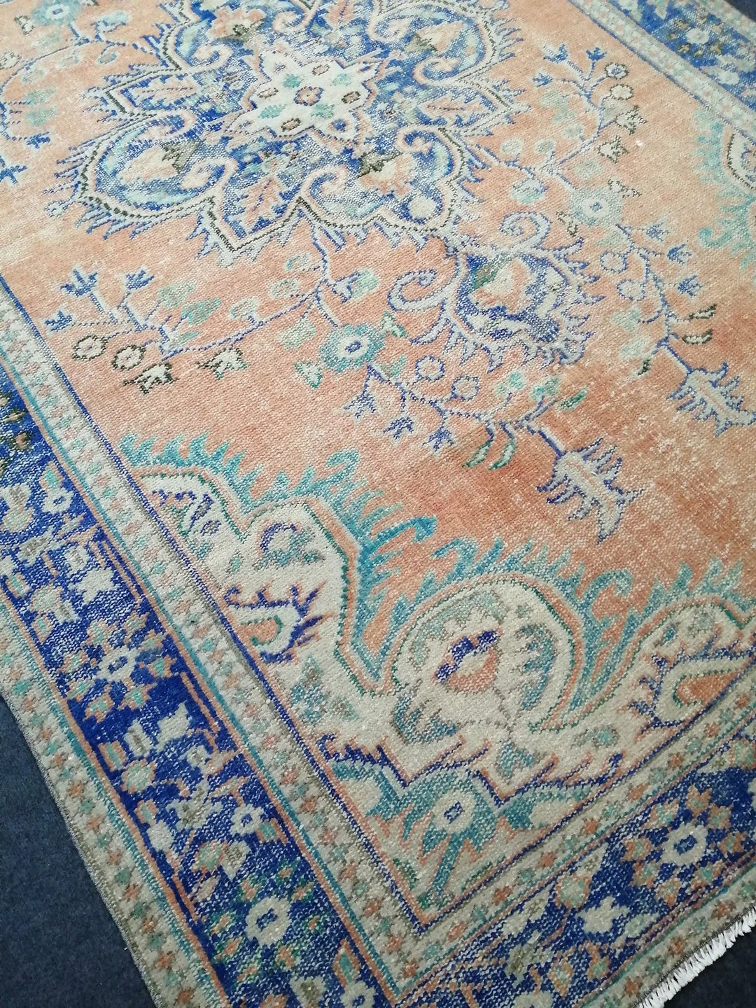 Beige Turkish Runner Rug 6' 2" x 9' 8" Hand-Knotted | No. WR84570
