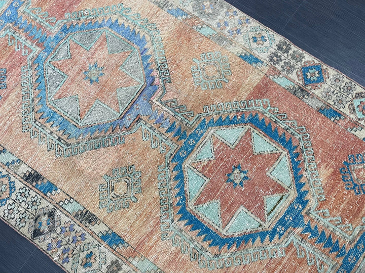 Beige Turkish Runner Rug 4' 7" x 12' 6" Hand-Knotted | No. WR84861