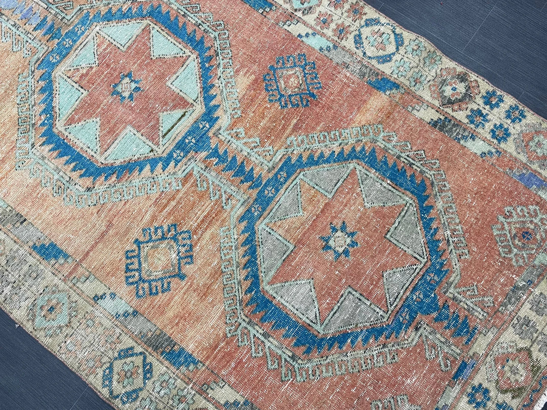 Beige Turkish Runner Rug 4' 7" x 12' 6" Hand-Knotted | No. WR84861