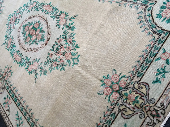 Beige Turkish Runner Rug 6' x 10' Hand-Knotted | No. WR84875