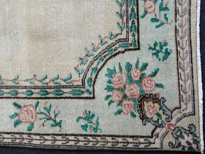 Beige Turkish Runner Rug 6' x 10' Hand-Knotted | No. WR84875
