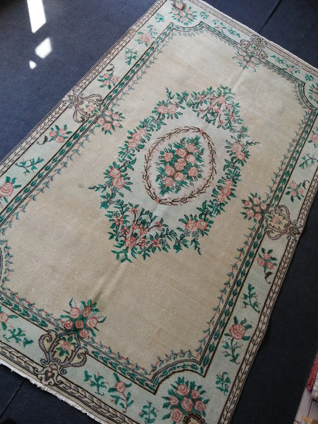 Beige Turkish Runner Rug 6' x 10' Hand-Knotted | No. WR84875