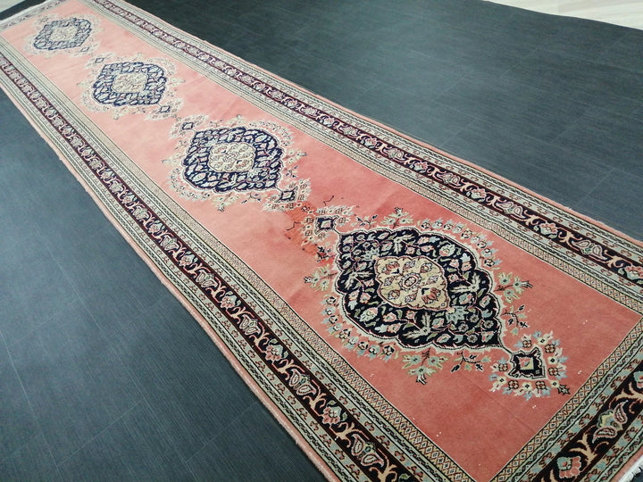 Pink Turkish Runner Rug 3' 3" x 14' 7" Hand-Knotted | No. WR85316