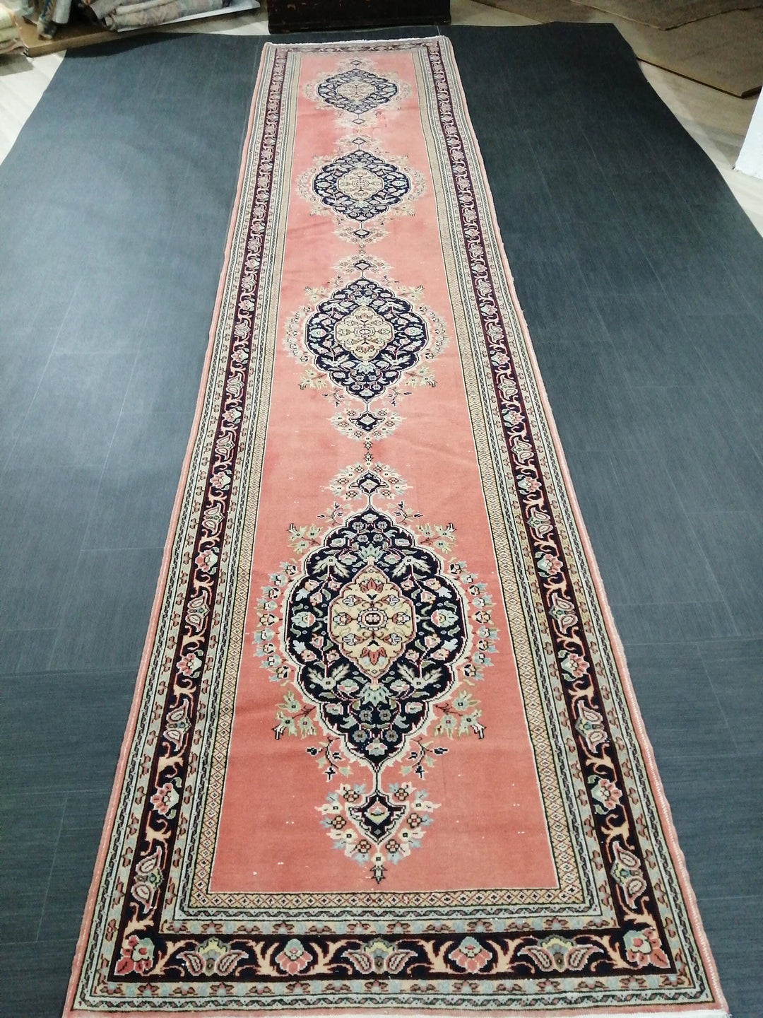 Pink Turkish Runner Rug 3' 3" x 14' 7" Hand-Knotted | No. WR85316