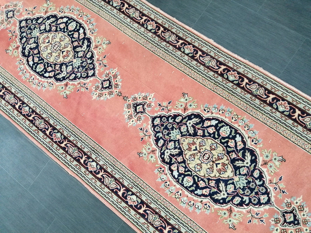 Pink Turkish Runner Rug 3' 3" x 14' 7" Hand-Knotted | No. WR85316