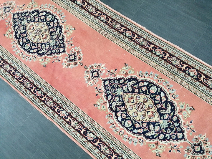 Pink Turkish Runner Rug 3' 3" x 14' 7" Hand-Knotted | No. WR85316