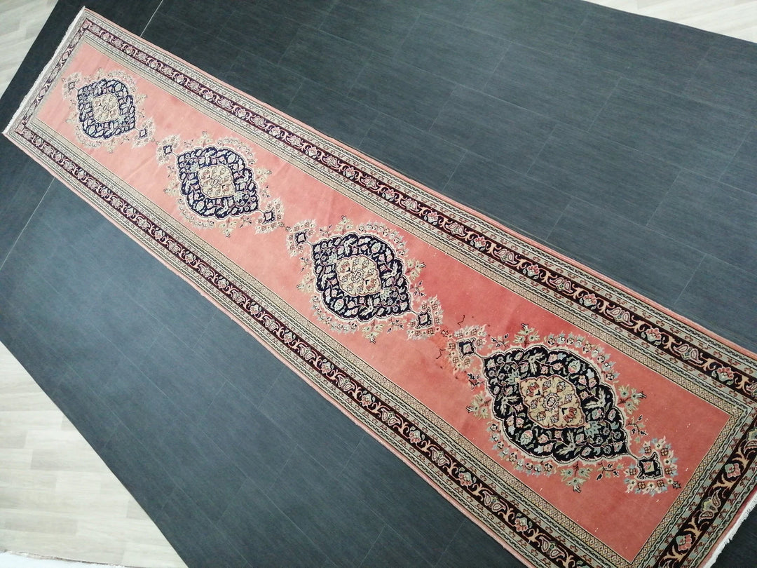Pink Turkish Runner Rug 3' 3" x 14' 7" Hand-Knotted | No. WR85316