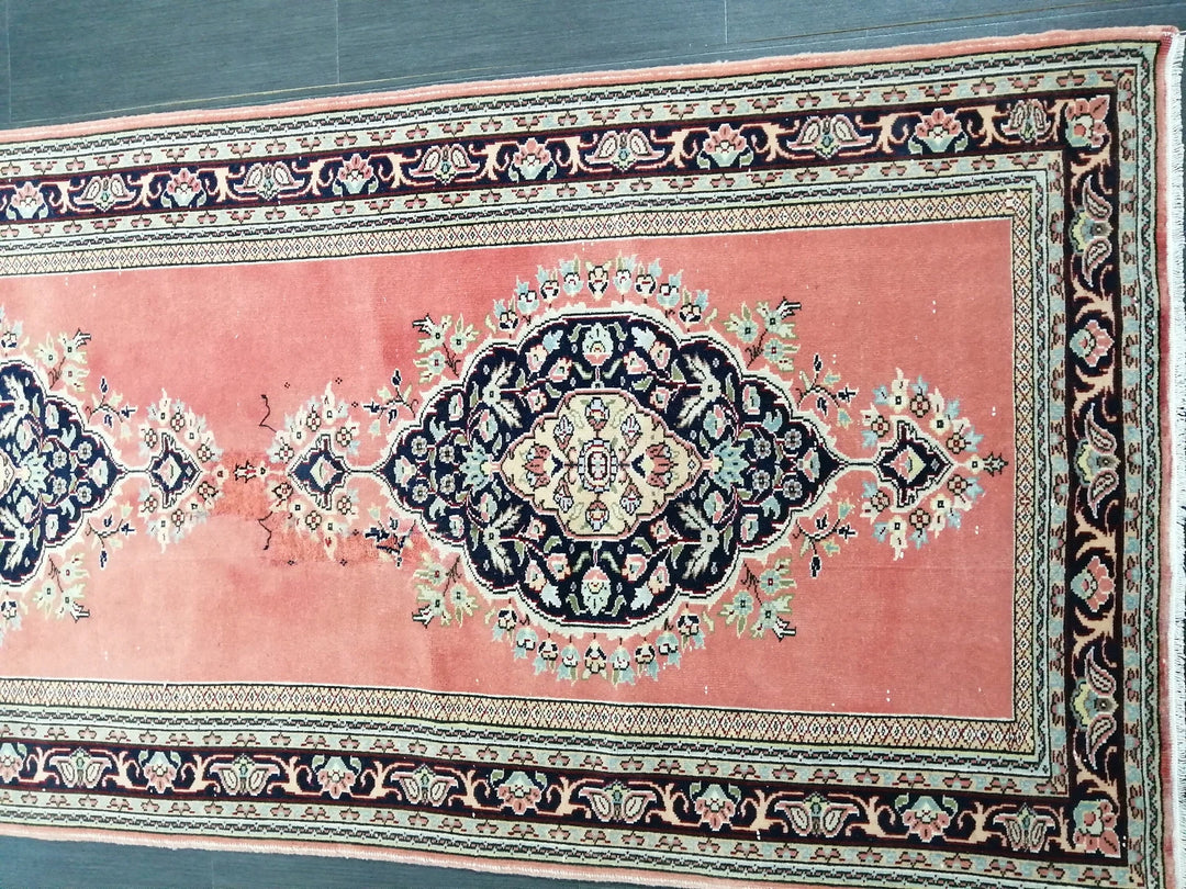 Pink Turkish Runner Rug 3' 3" x 14' 7" Hand-Knotted | No. WR85316