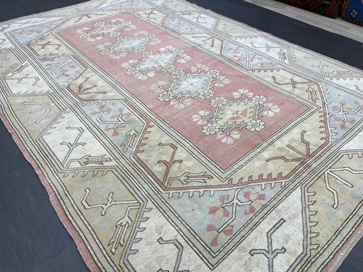 Blue Turkish Oushak Rug 6' 7" x 9' 10" Hand-Knotted | No. WR85339