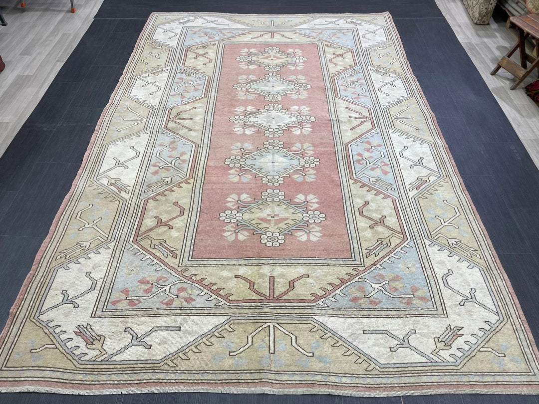 Blue Turkish Oushak Rug 6' 7" x 9' 10" Hand-Knotted | No. WR85339
