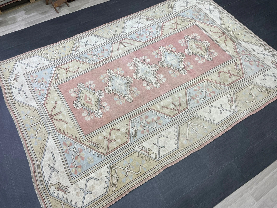 Blue Turkish Oushak Rug 6' 7" x 9' 10" Hand-Knotted | No. WR85339