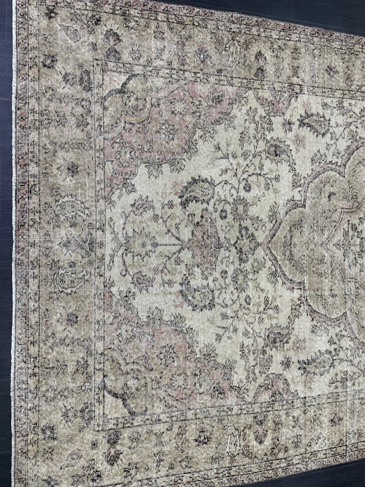 Beige Turkish Runner Rug 6' 3" x 9' 9" Hand-Knotted | No. WR85926