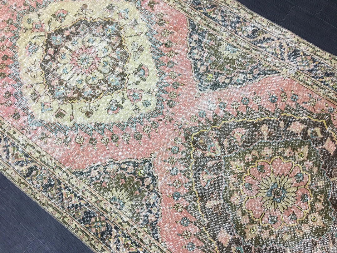 Beige Turkish Runner Rug 4' 7" x 12' 8" Hand-Knotted | No. WR86169