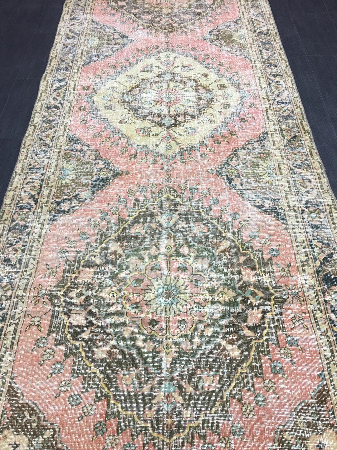 Beige Turkish Runner Rug 4' 7" x 12' 8" Hand-Knotted | No. WR86169