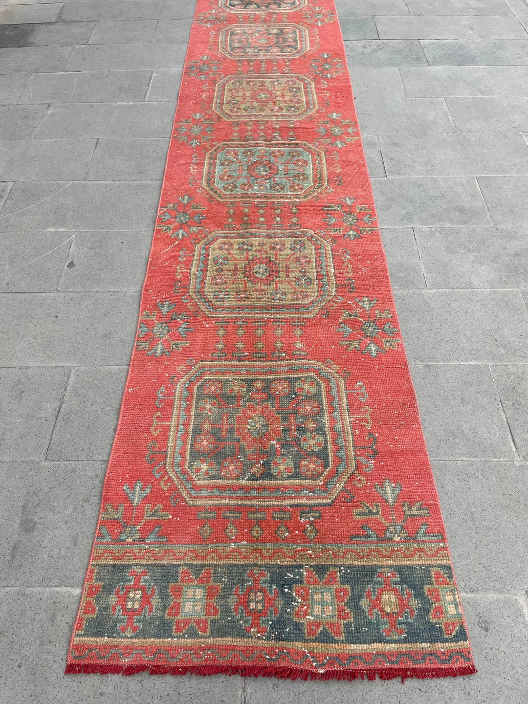 Red Turkish Runner Rug 2' 8" x 20' 6" Hand-Knotted | No. WR86261