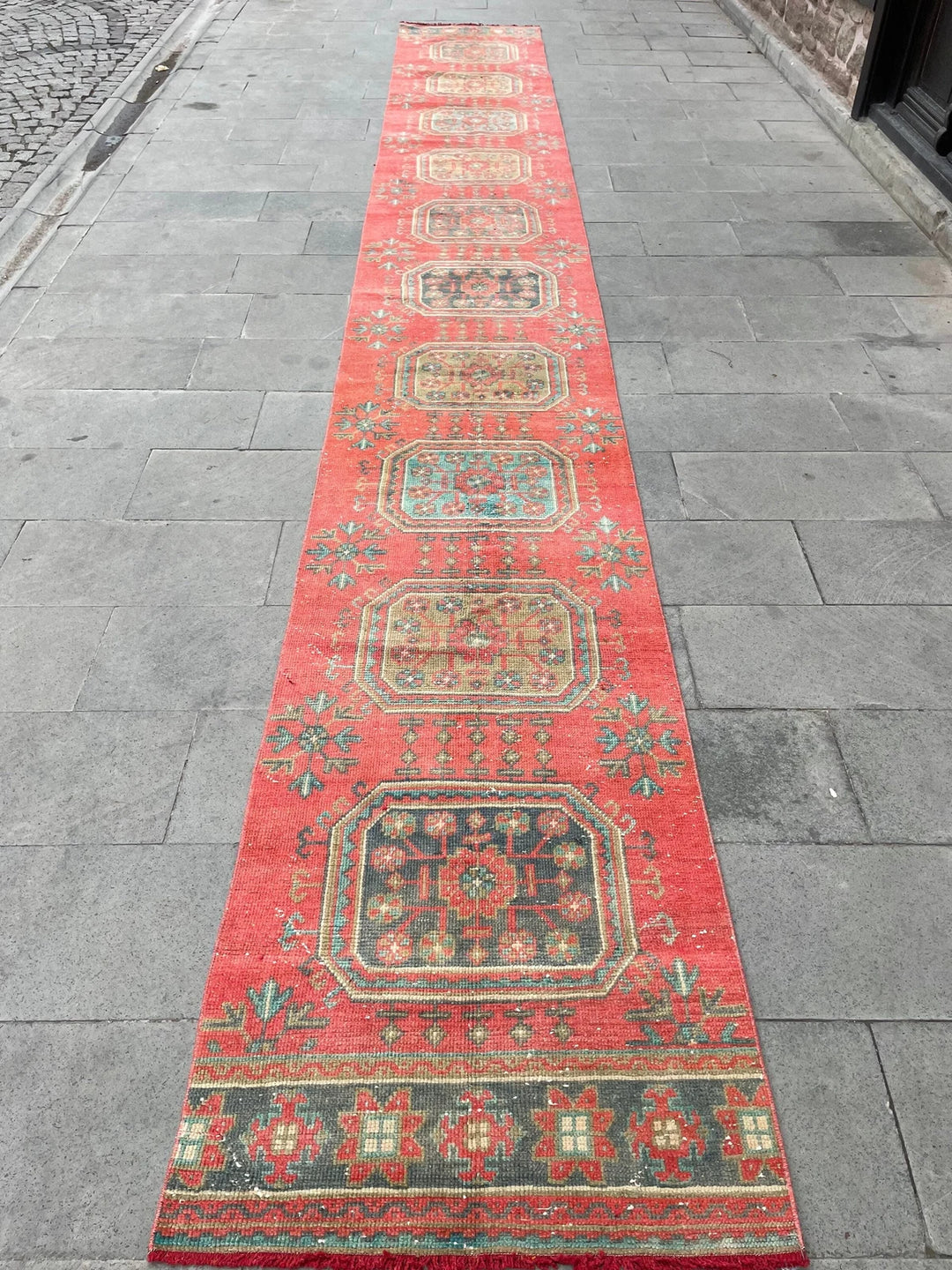Red Turkish Runner Rug 2' 8" x 20' 6" Hand-Knotted | No. WR86261