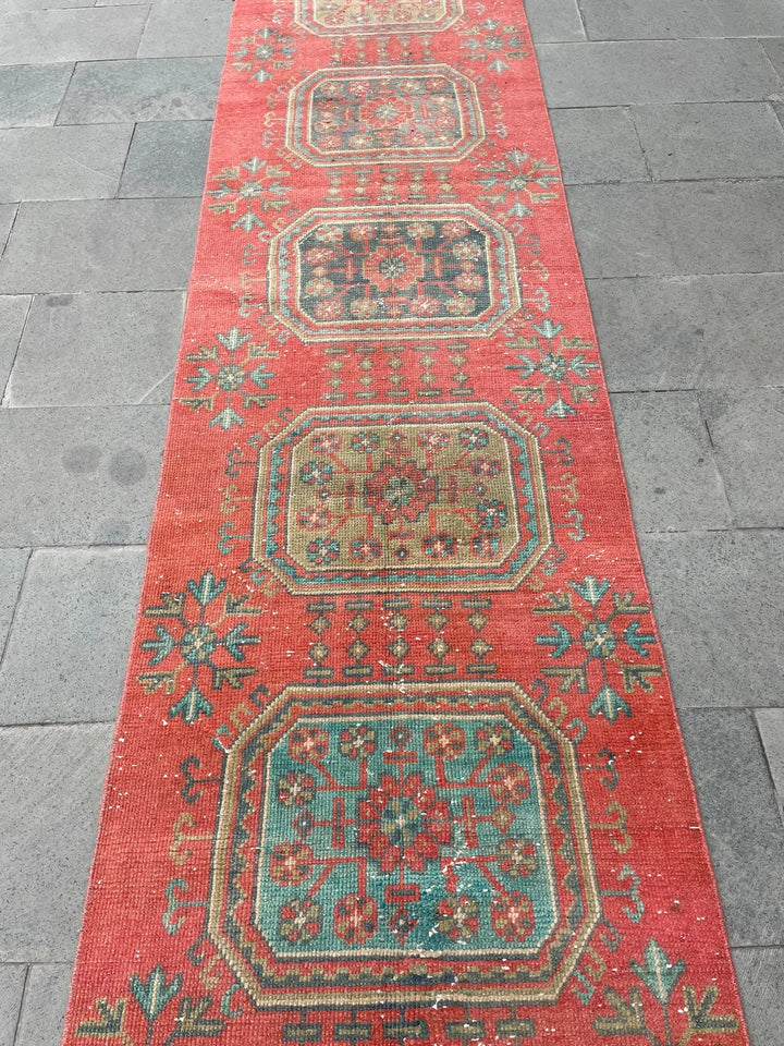 Red Turkish Runner Rug 2' 8" x 20' 6" Hand-Knotted | No. WR86261