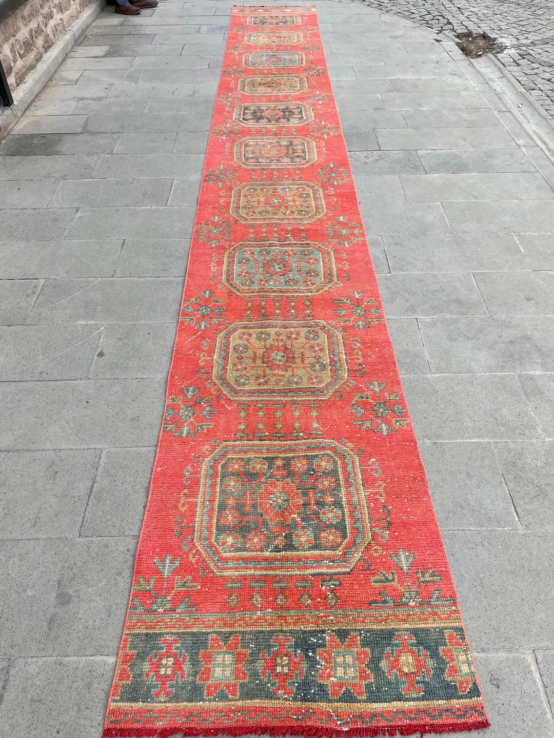 Red Turkish Runner Rug 2' 8" x 20' 6" Hand-Knotted | No. WR86261