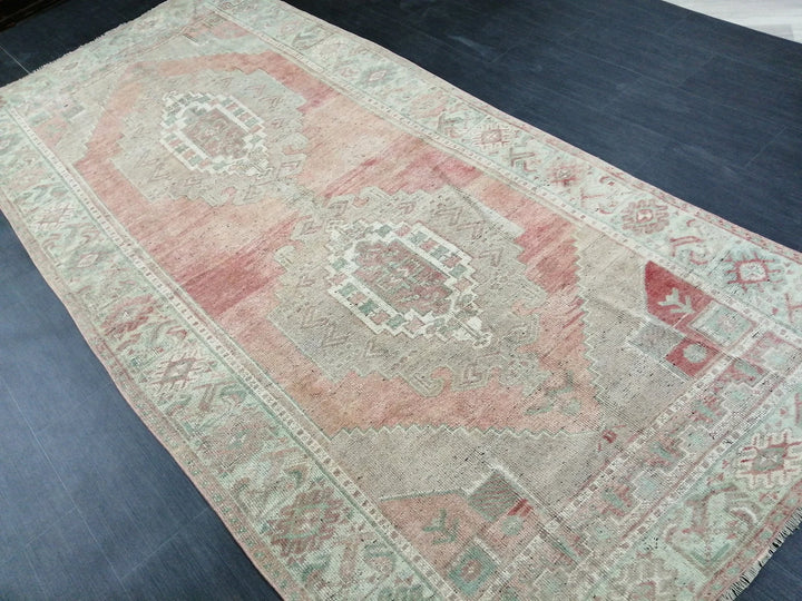 Beige Turkish Runner Rug 4' 9" x 10' 4" Hand-Knotted | No. WR86275