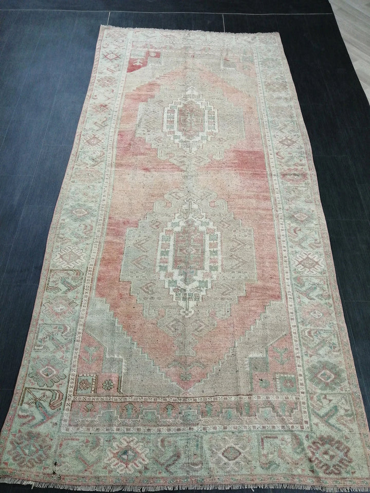 Beige Turkish Runner Rug 4' 9" x 10' 4" Hand-Knotted | No. WR86275