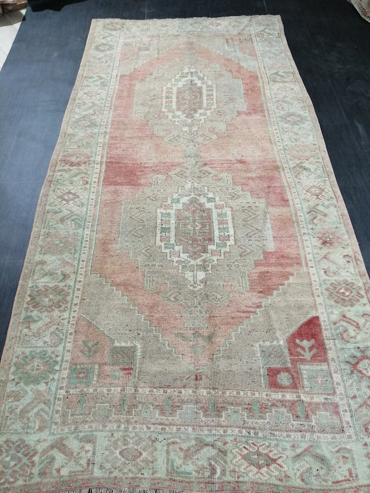 Beige Turkish Runner Rug 4' 9" x 10' 4" Hand-Knotted | No. WR86275