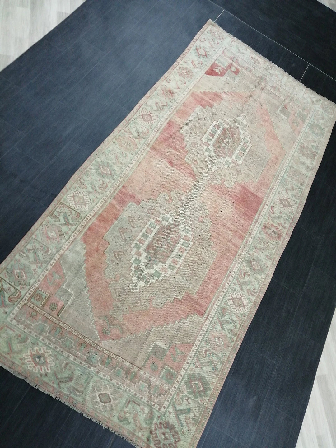 Beige Turkish Runner Rug 4' 9" x 10' 4" Hand-Knotted | No. WR86275