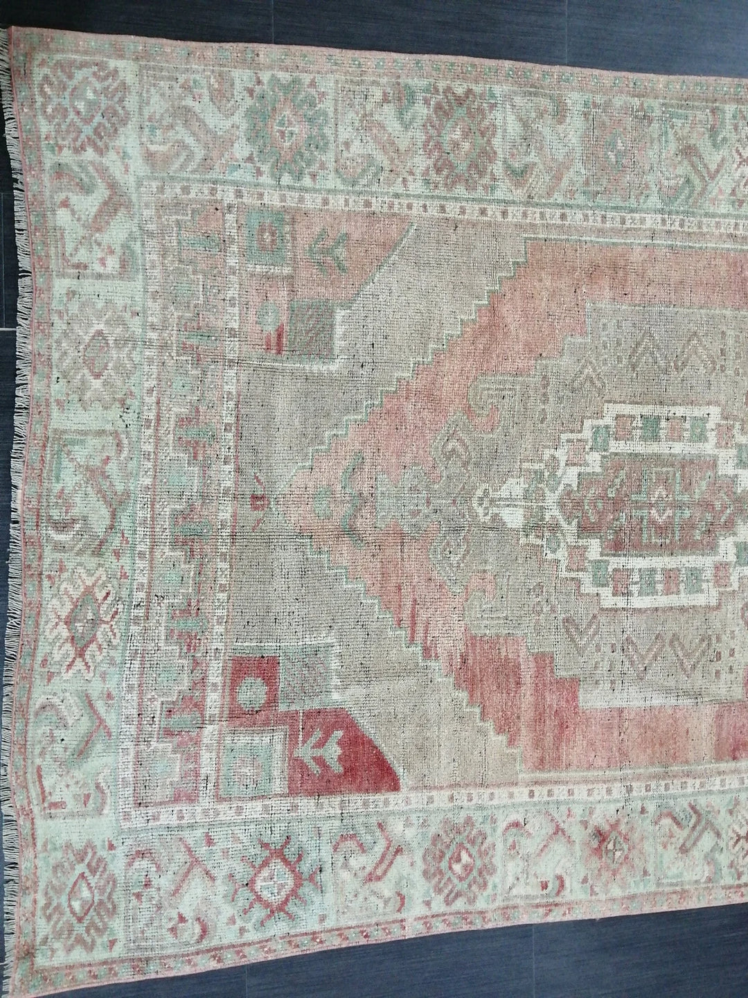 Beige Turkish Runner Rug 4' 9" x 10' 4" Hand-Knotted | No. WR86275