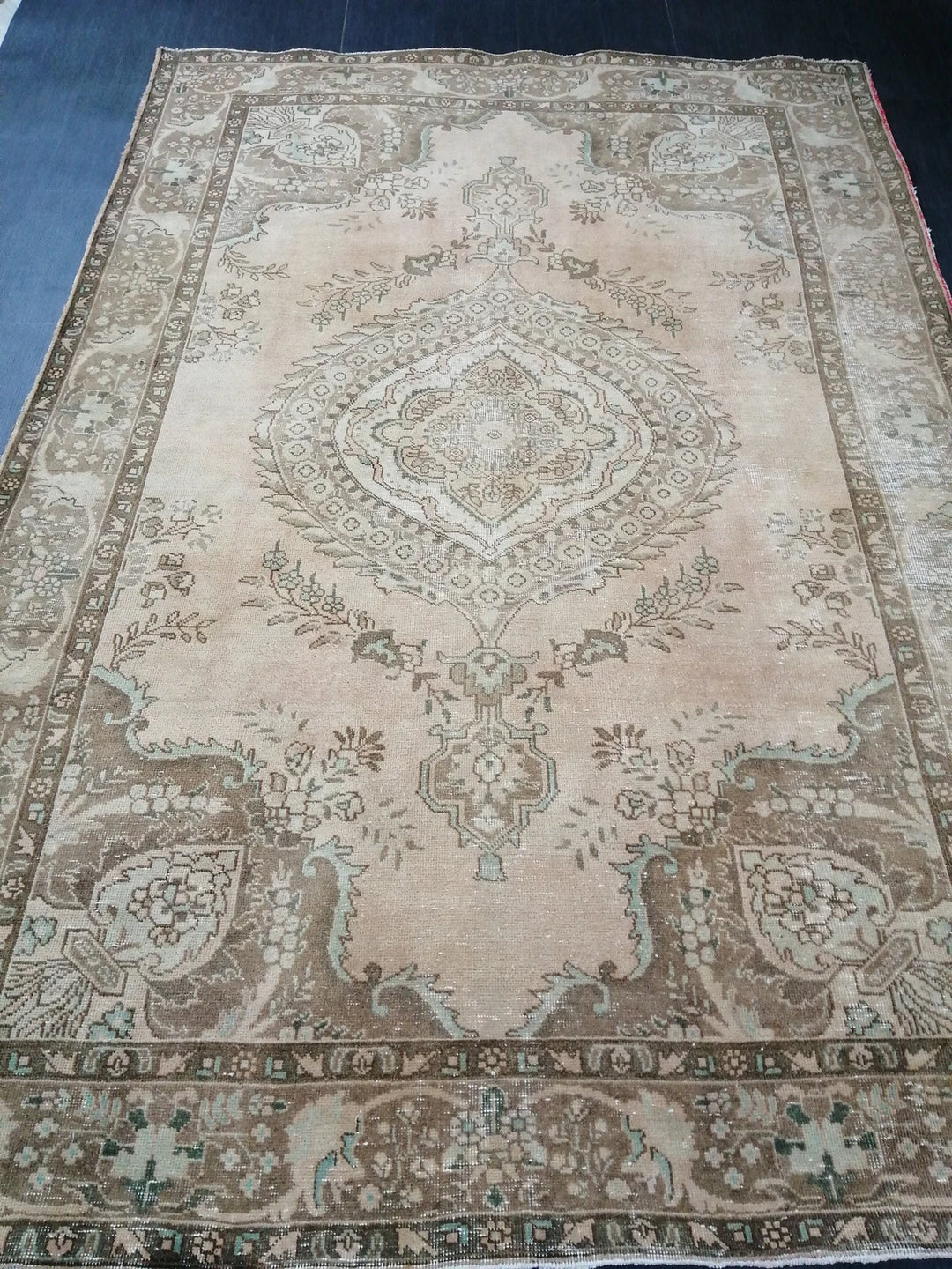 Beige Turkish Vintage Rug 6' 6" x 9' 7" Hand-Knotted | No. WR86368