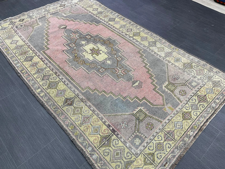 Beige Turkish Runner Rug 4' x 6' 8" Hand-Knotted | No. WR86555