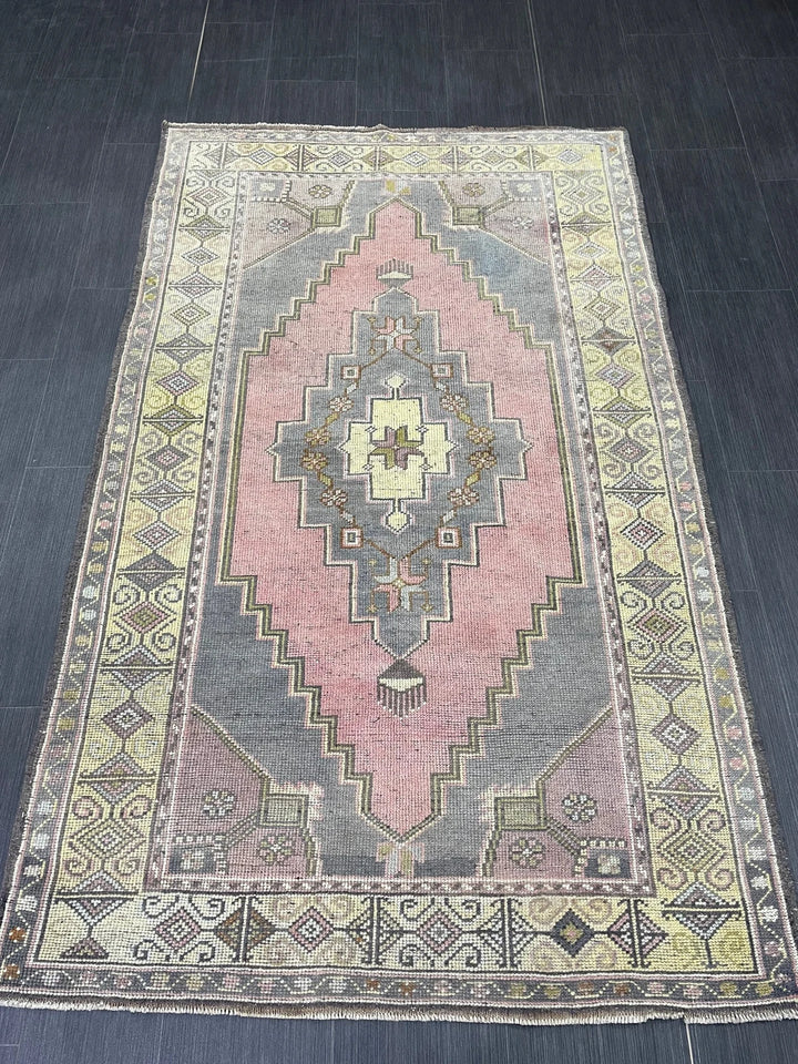 Beige Turkish Runner Rug 4' x 6' 8" Hand-Knotted | No. WR86555