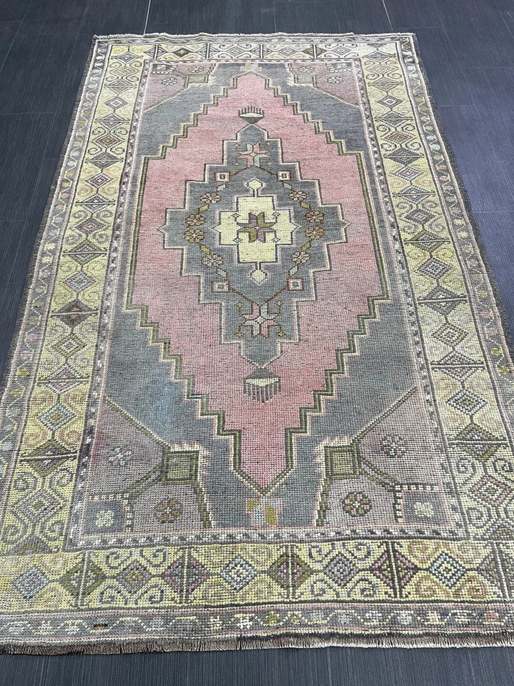 Beige Turkish Runner Rug 4' x 6' 8" Hand-Knotted | No. WR86555