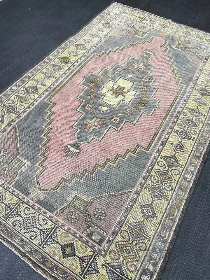 Beige Turkish Runner Rug 4' x 6' 8" Hand-Knotted | No. WR86555