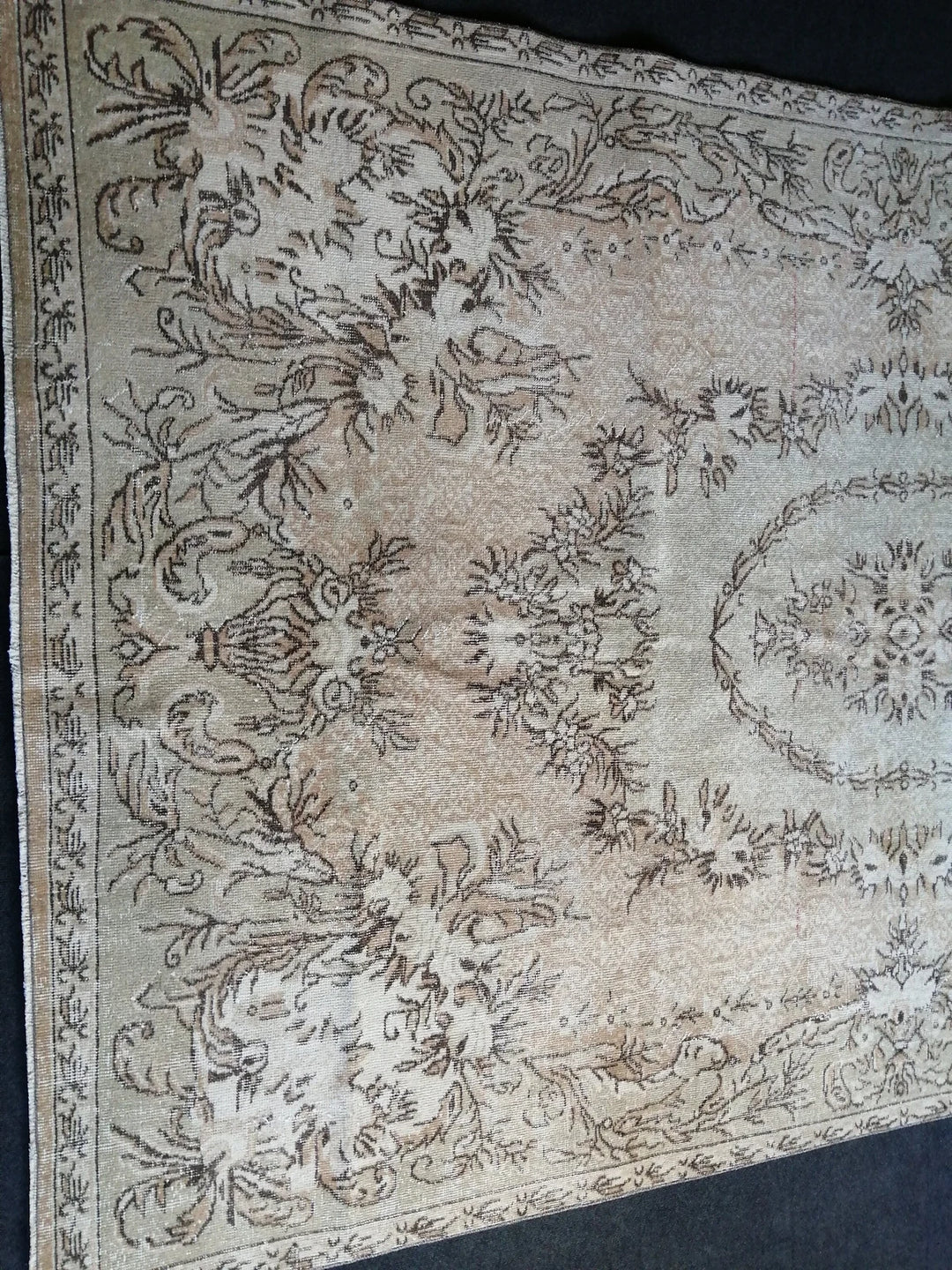 Beige Turkish Runner Rug 6' 8" x 10' 2" Hand-Knotted | No. WR86621