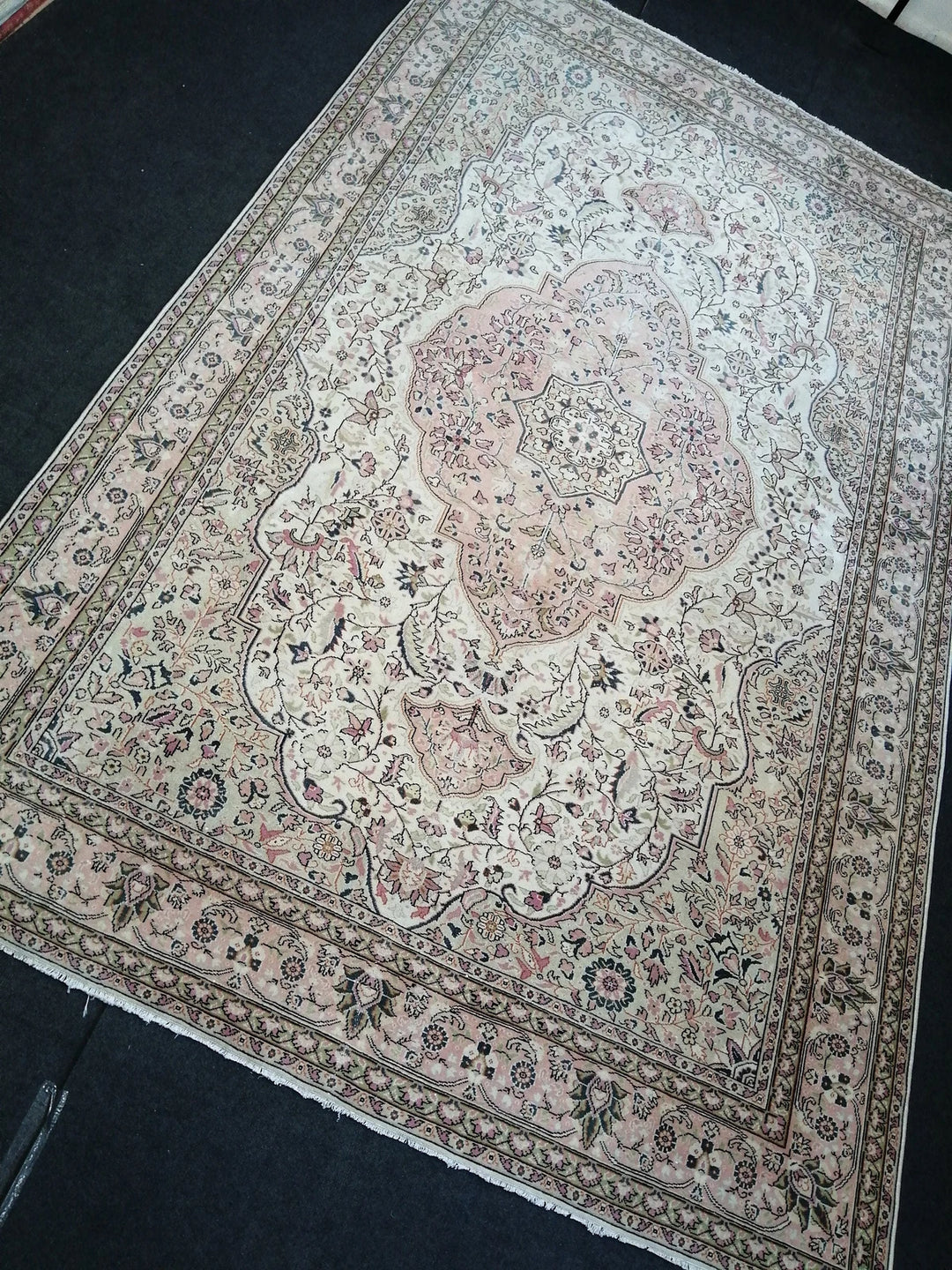 Beige Turkish Runner Rug 6' 8" x 10' 8" Hand-Knotted | No. WR87163