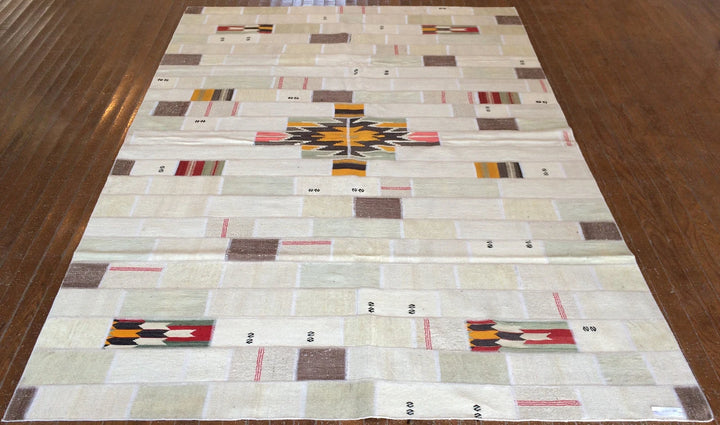 Beige Turkish Runner Rug 5' 11" x 8' 5" Hand-Knotted | No. WR87215