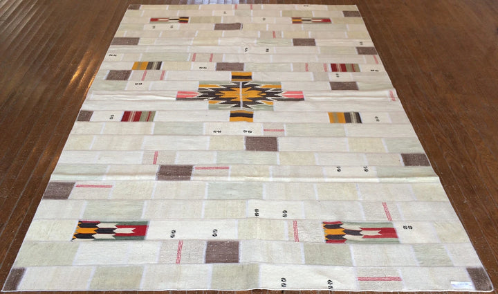 Beige Turkish Runner Rug 5' 11" x 8' 5" Hand-Knotted | No. WR87215