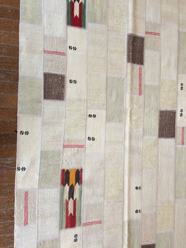 Beige Turkish Runner Rug 5' 11" x 8' 5" Hand-Knotted | No. WR87215