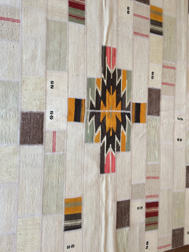 Beige Turkish Runner Rug 5' 11" x 8' 5" Hand-Knotted | No. WR87215