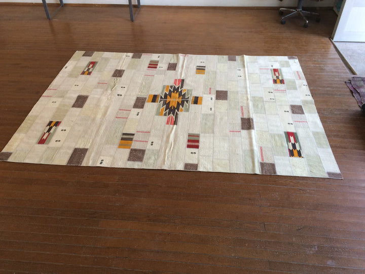 Beige Turkish Runner Rug 5' 11" x 8' 5" Hand-Knotted | No. WR87215