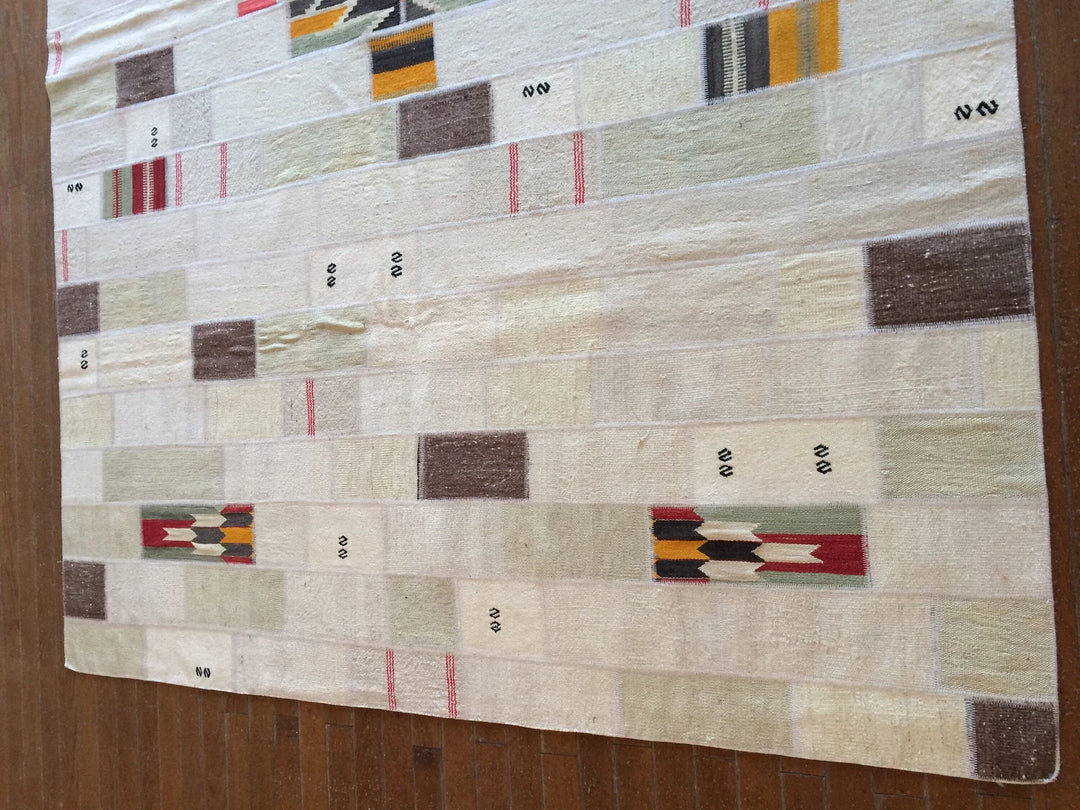 Beige Turkish Runner Rug 5' 11" x 8' 5" Hand-Knotted | No. WR87215