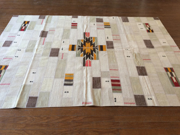 Beige Turkish Runner Rug 5' 11" x 8' 5" Hand-Knotted | No. WR87215